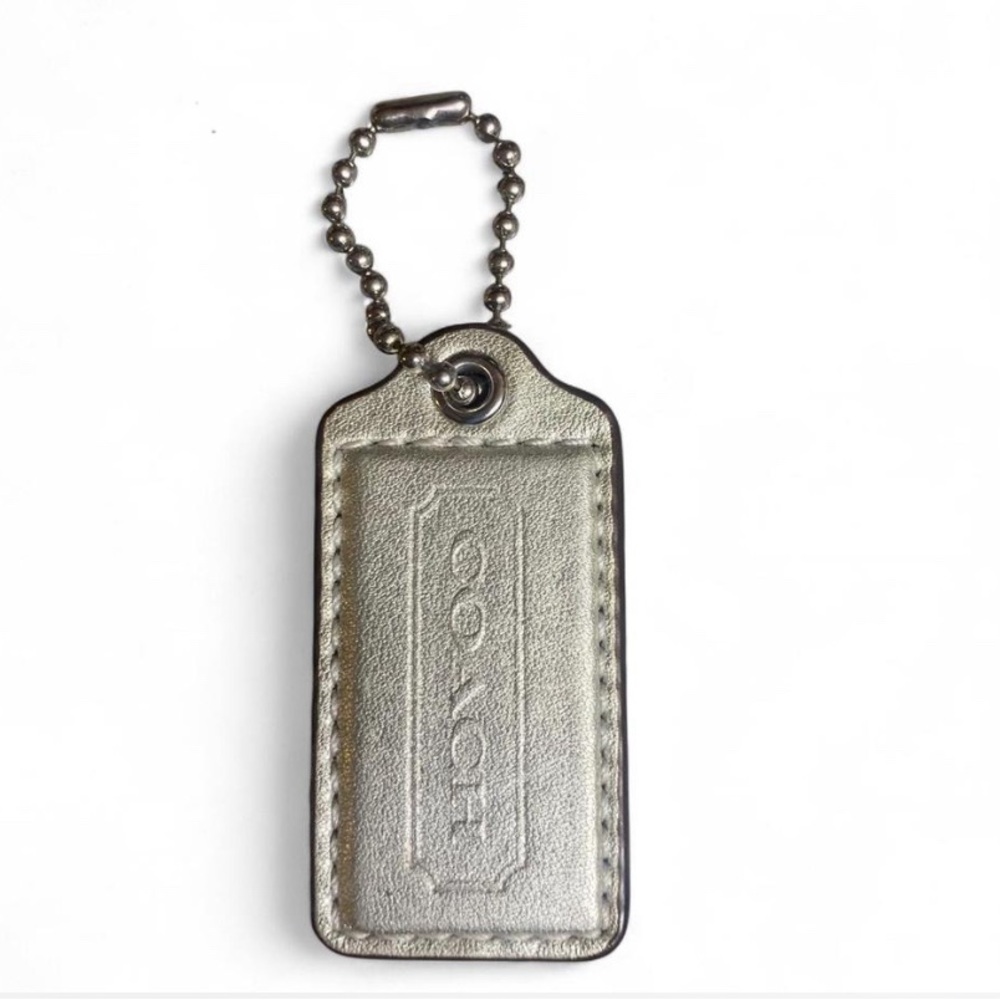 Coach Replacement Bag Tag Charm - Metallic Silver Leather 2.5”